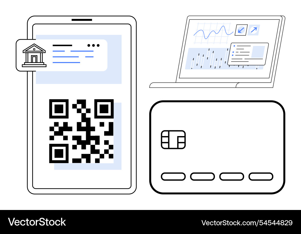 Mobile banking and payment solutions with qr code Mobile banking and payment solutions with qr code vector image