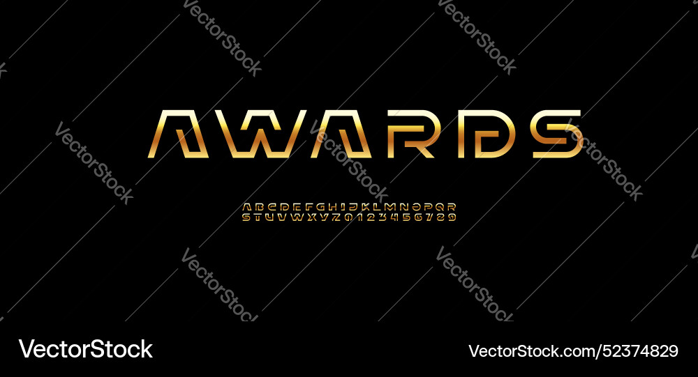 Modern font golden alphabet from segment line Modern font golden alphabet from segment line vector image