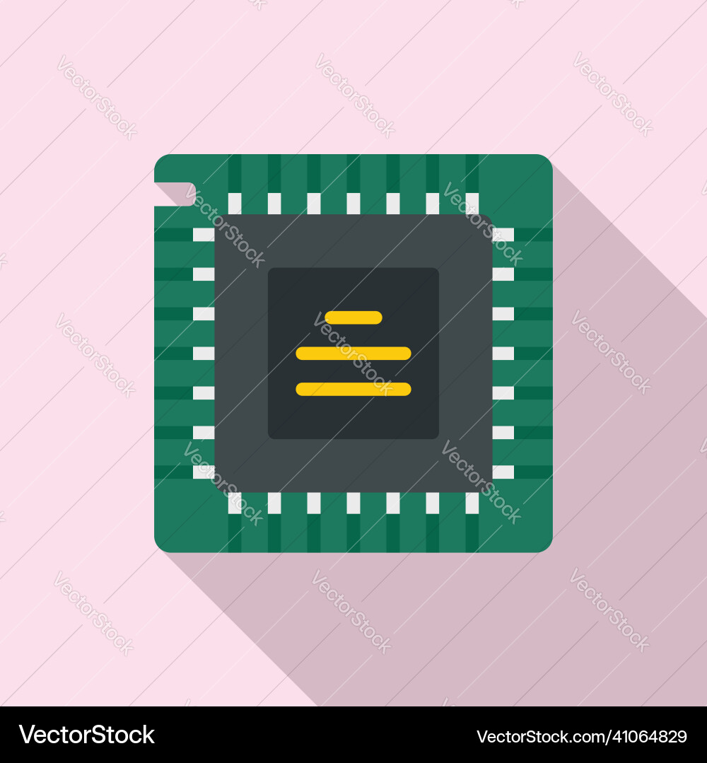 Pc processor icon flat computer core Pc processor icon flat computer core vector image