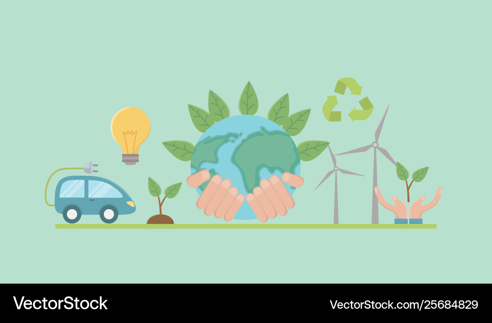 Planet and save energy icon set design Vector Image