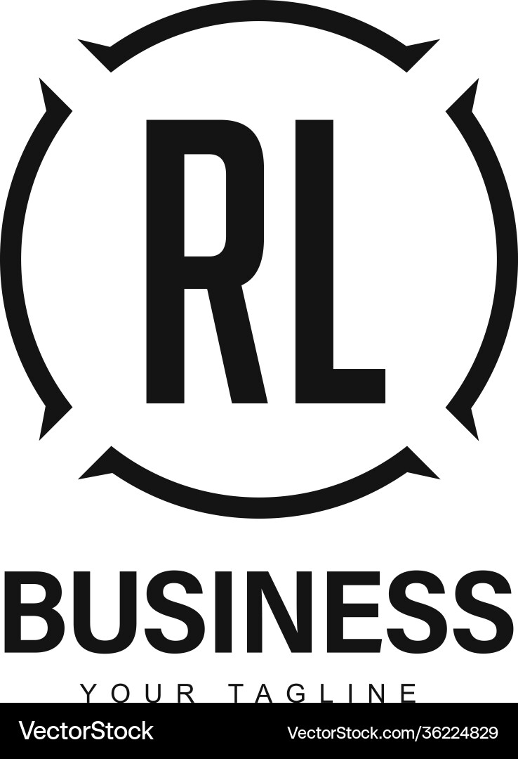 Rl initial a logo design with abstract style Rl initial a logo design with abstract style Vector Image