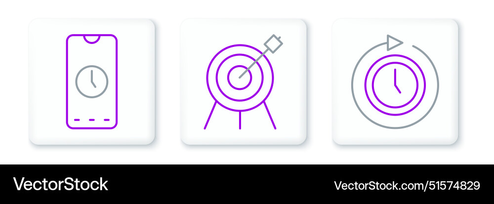 Set line clock with arrow alarm app mobile Set line clock with arrow alarm app mobile vector image