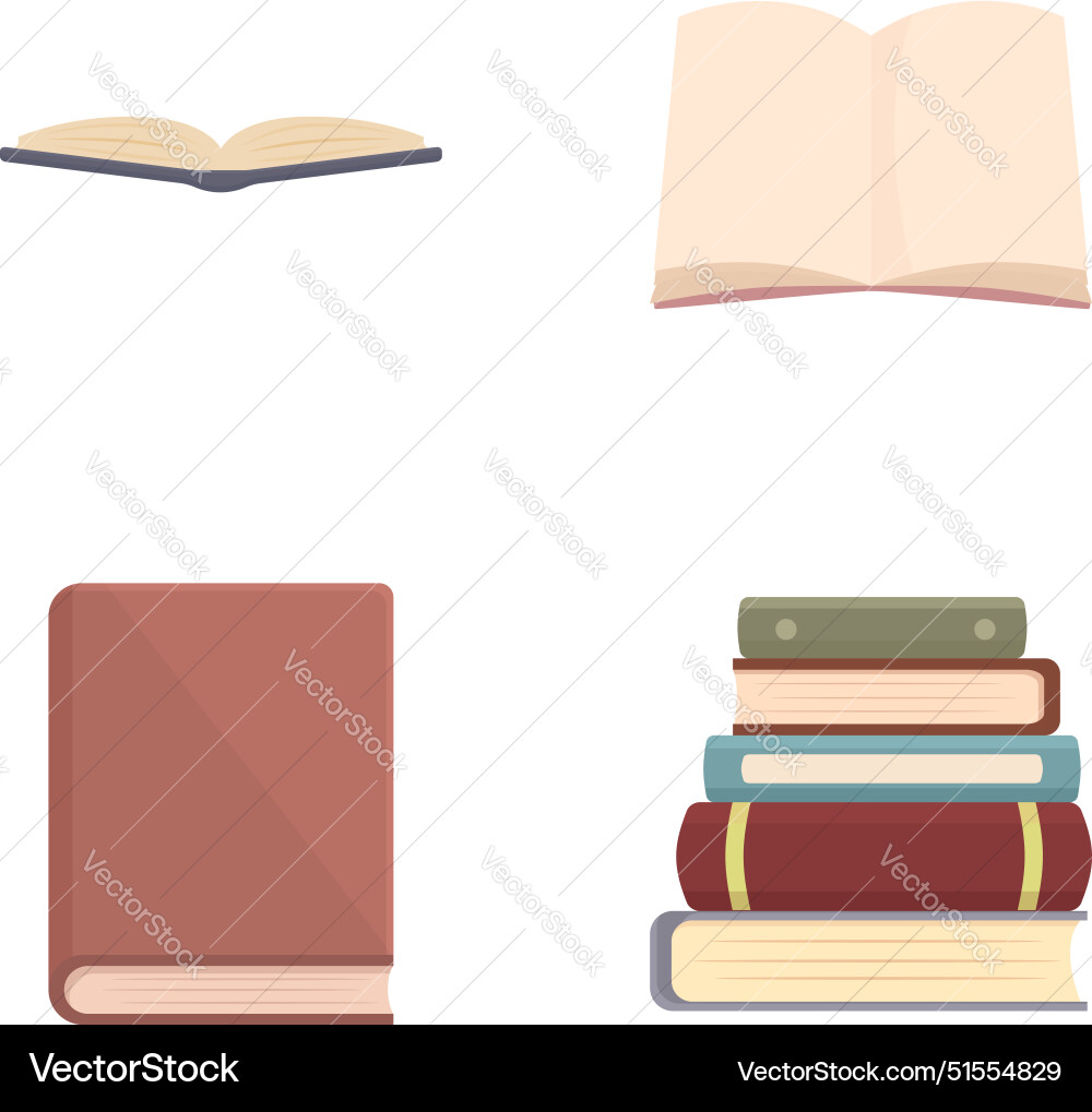 Set of four different book graphics from a single Vector Image