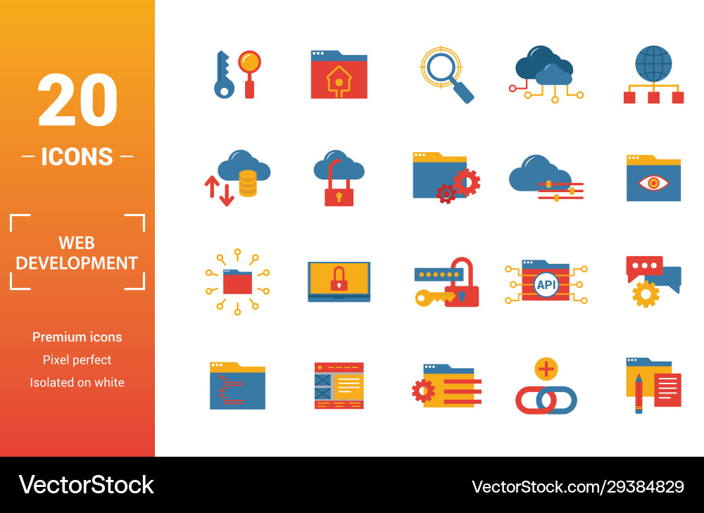 Web development icon set include creative Web development icon set include creative vector image