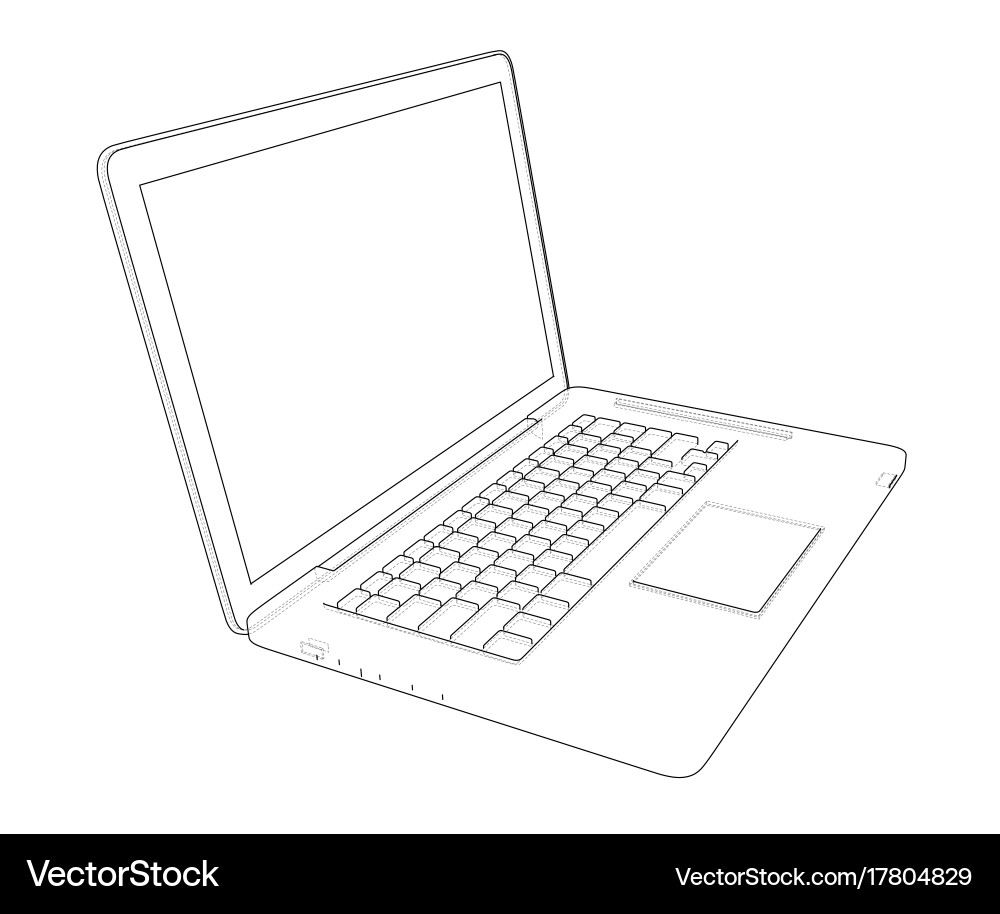 Wireframe Laptop Sketch Royalty Free Vector Image