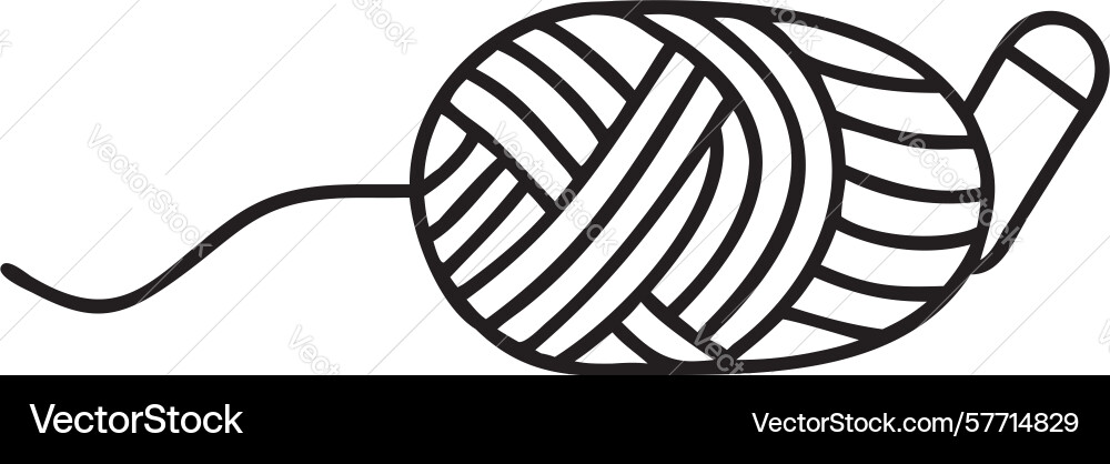 Yarn ball and trailing thread sketch design Vector Image