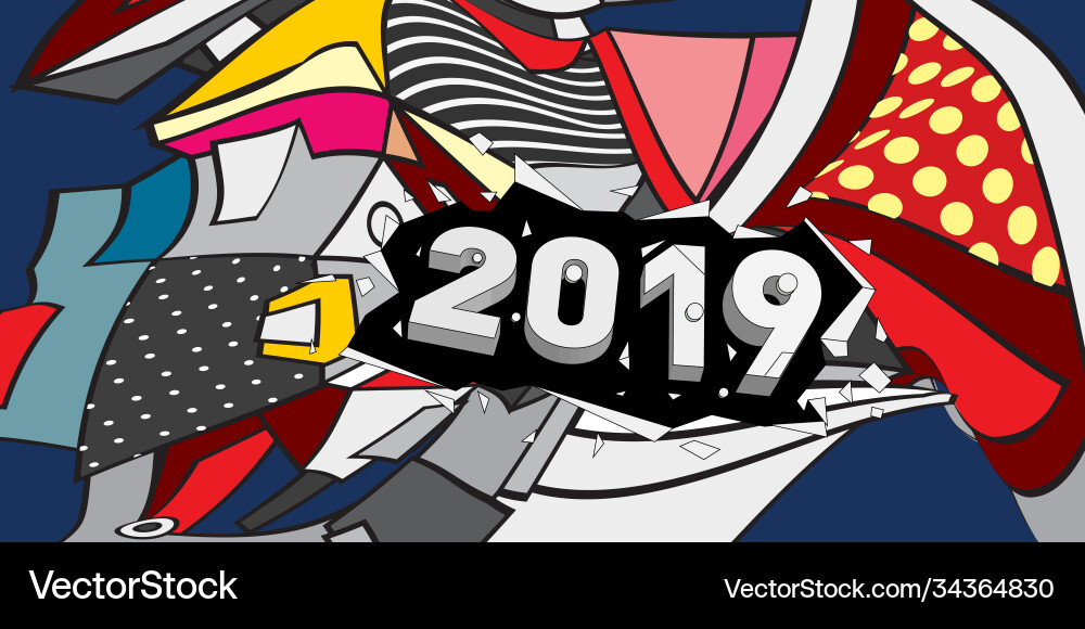 2019 new year text with colorful abstract 2019 new year text with colorful abstract Vector Image