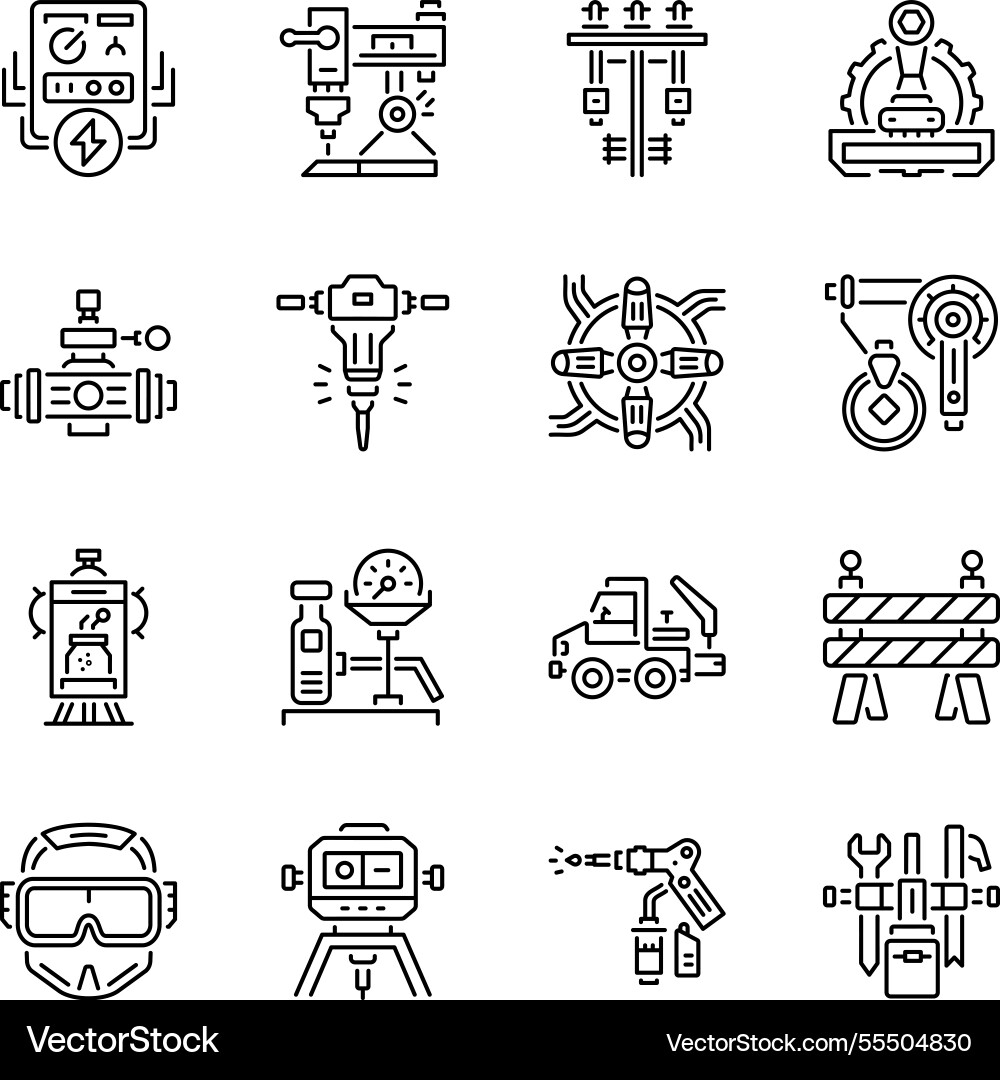 Bundle of linear style engineering tools icons vector image