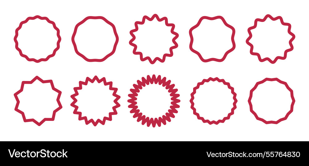 Circle lined red borders curve edge frames set Circle lined red borders curve edge frames set vector image