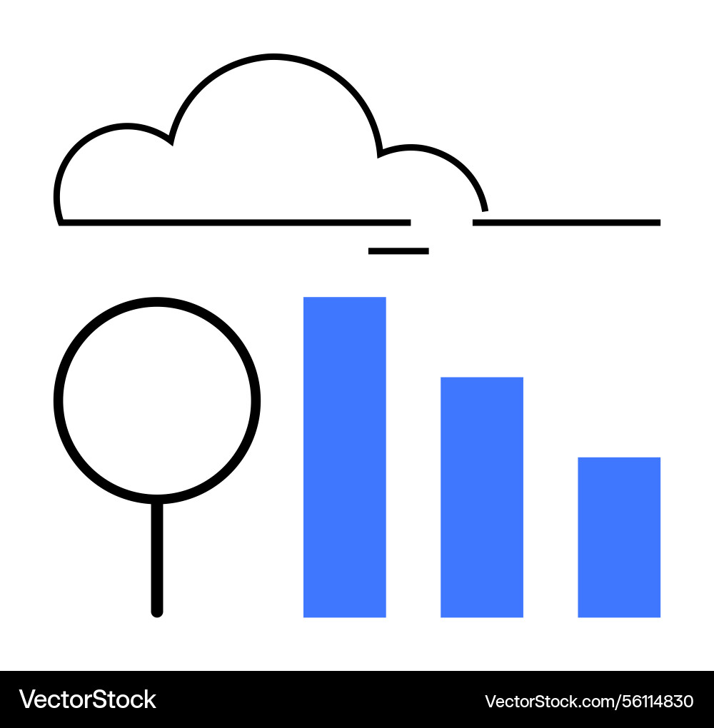 Cloud-based data analysis with magnifying glass Cloud-based data analysis with magnifying glass vector image