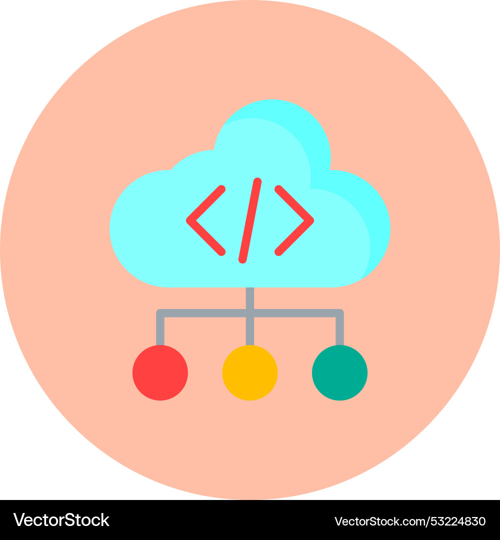 Cloud coding flat circle icon Vector Image