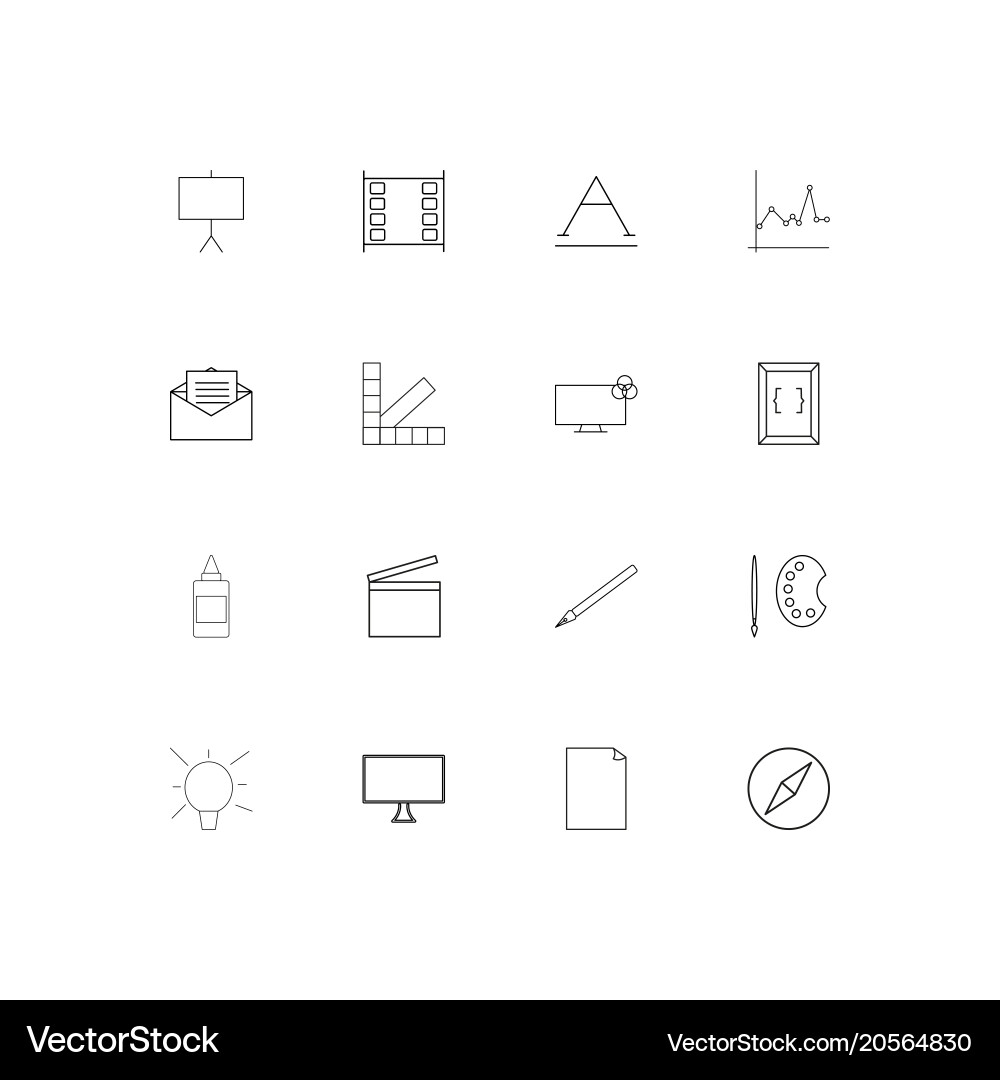 Creative process and design simple linear icons vector image