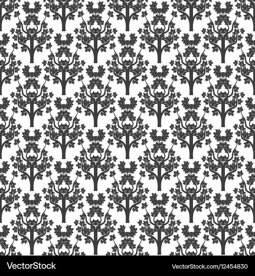 Decorative maple tree seamless pattern vector image