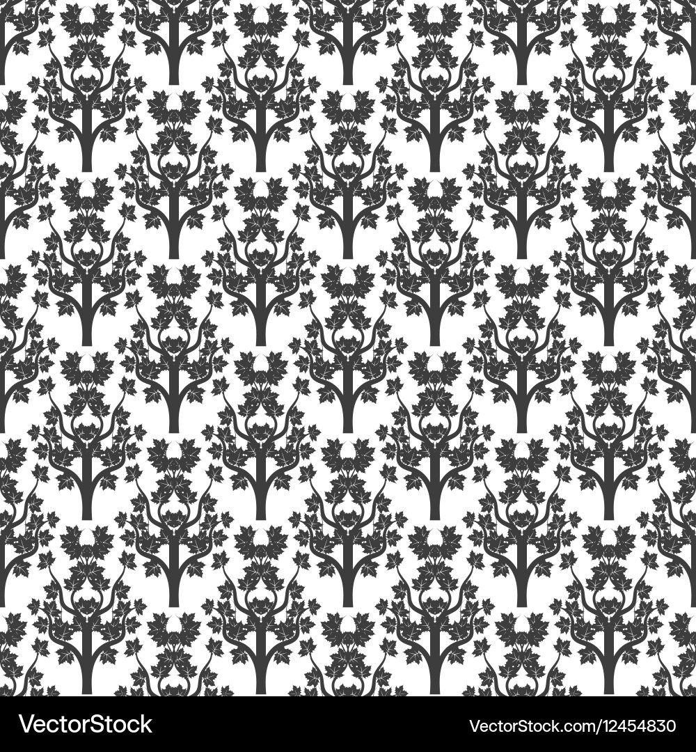 Decorative maple tree seamless pattern vector image