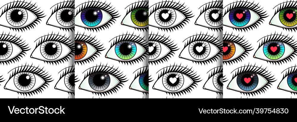 Eyes Seamless Pattern Set - Textile & Wallpaper vector image