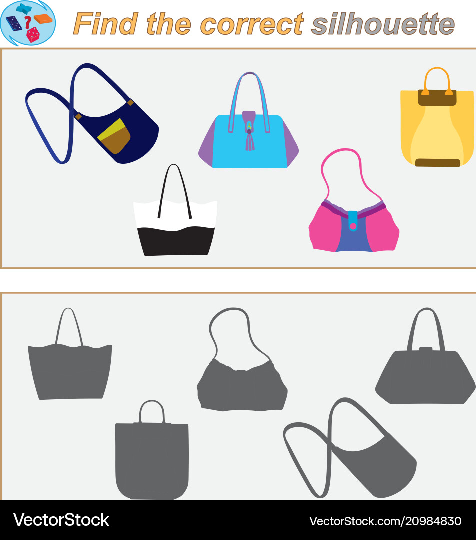 Logical task find the correct silhouette game vector image