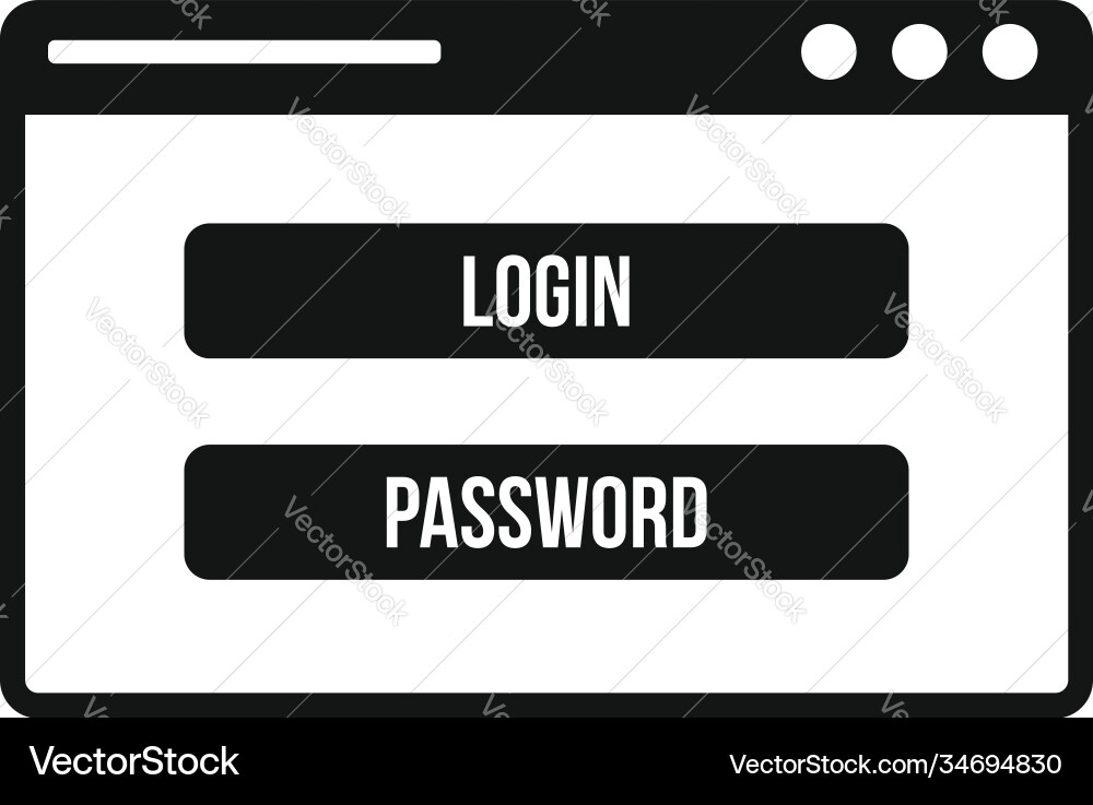 Login secured window icon simple style Login secured window icon simple style vector image