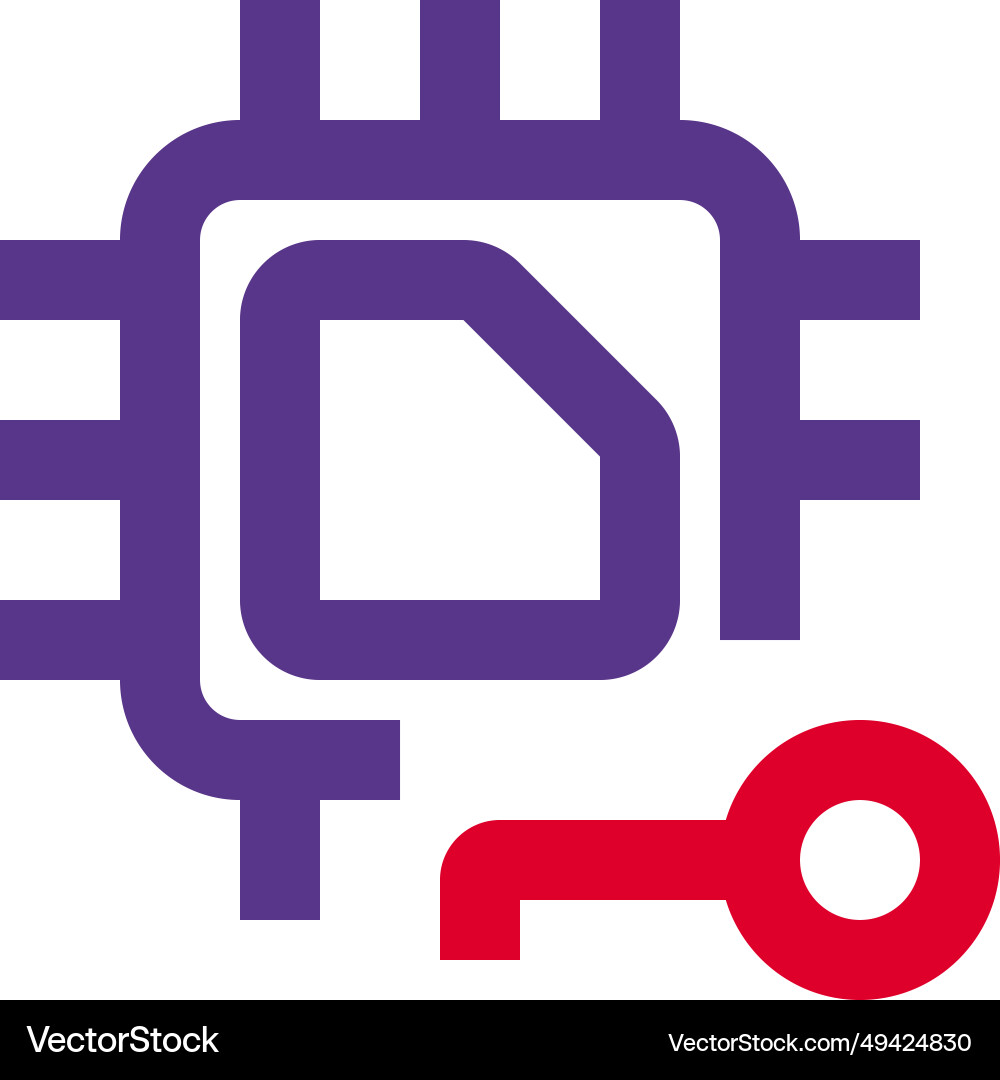 Microchip with lock feature for encryption vector image