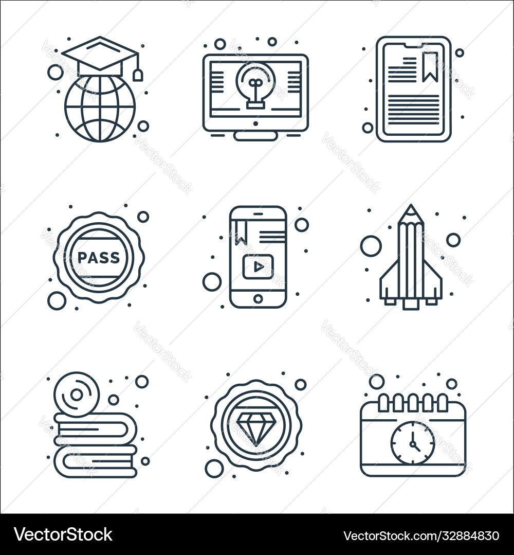 Online learning line icons linear set quality Online learning line icons linear set quality vector image