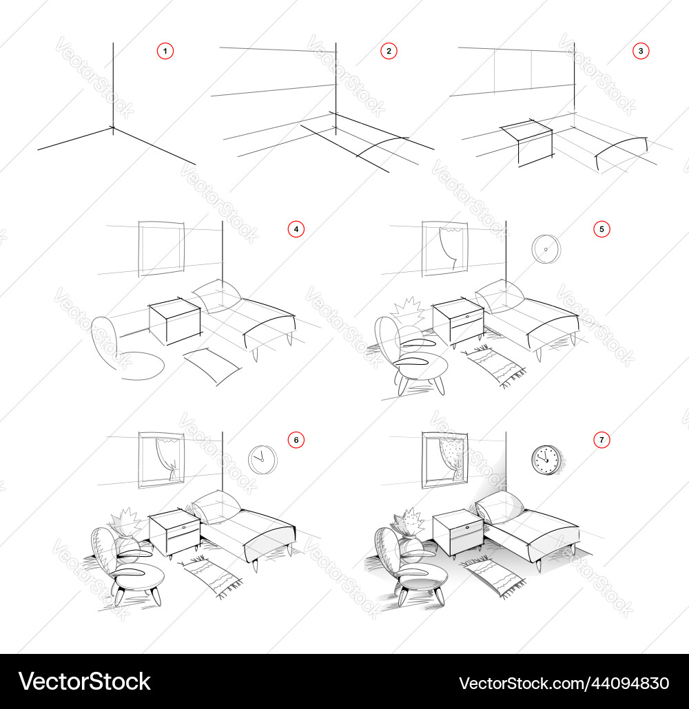 Page shows how to learn draw sketch Page shows how to learn draw sketch vector image