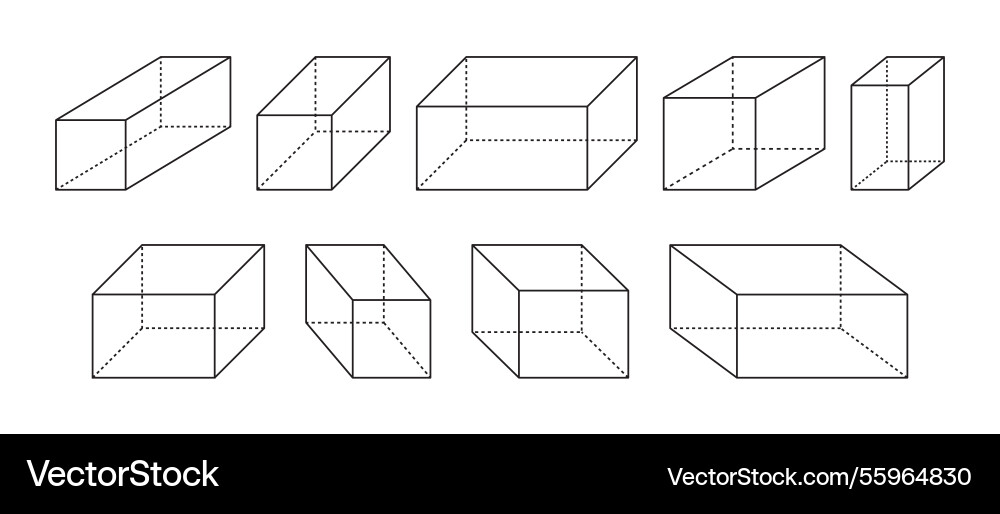 Rectangular prism outline in geometric Rectangular prism outline in geometric Vector Image