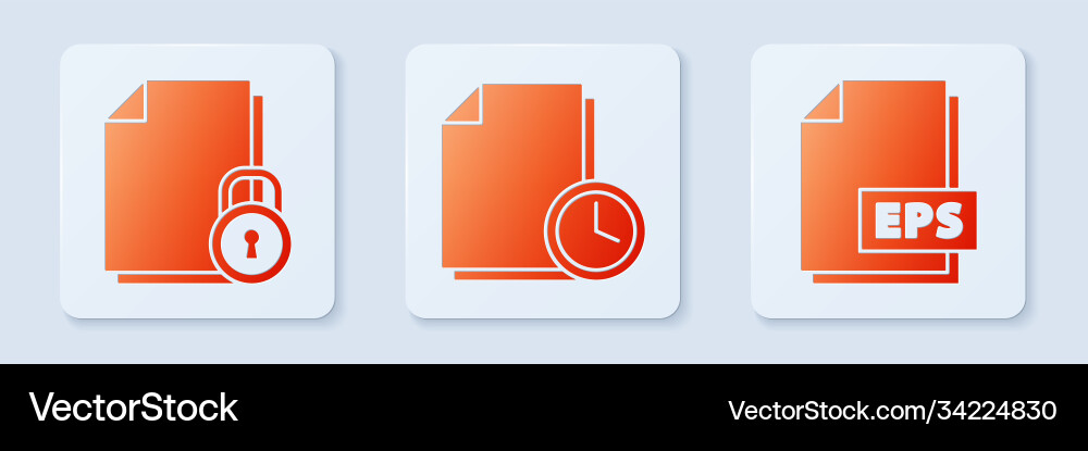 Set document with clock and lock eps Vector Image