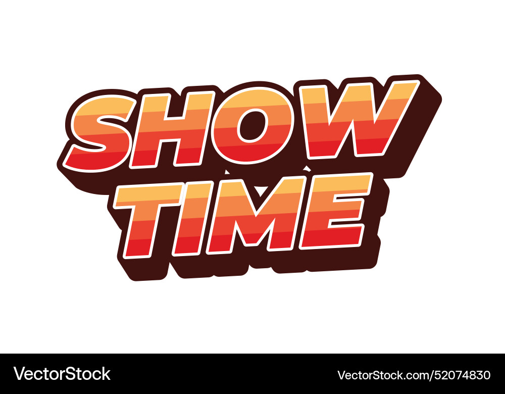 Show time text effect in 3d style with good colors Show time text effect in 3d style with good colors Vector Image