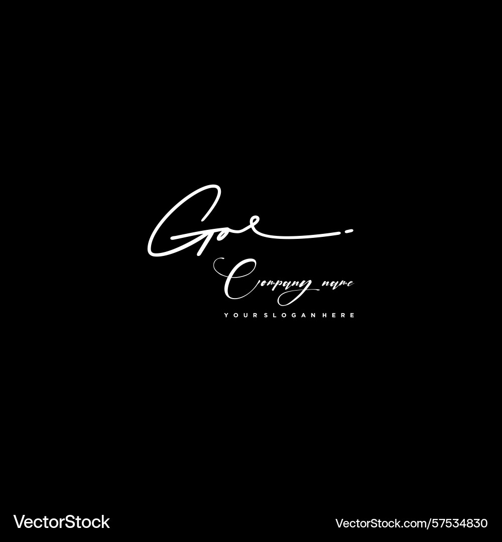 Signature style go initial logos initials logo Signature style go initial logos initials logo Vector Image