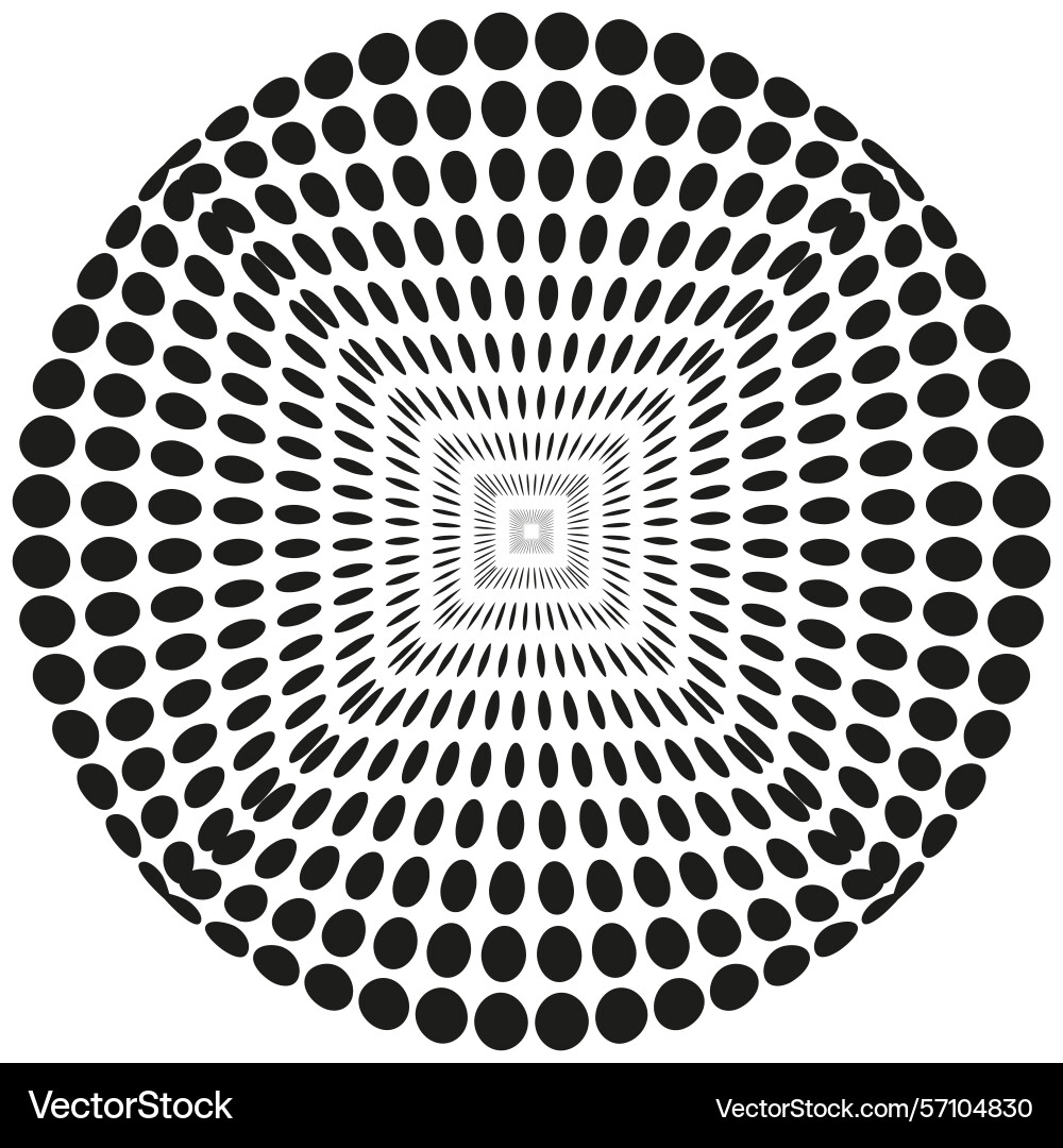 Square in circle dot halftone form abstract Vector Image