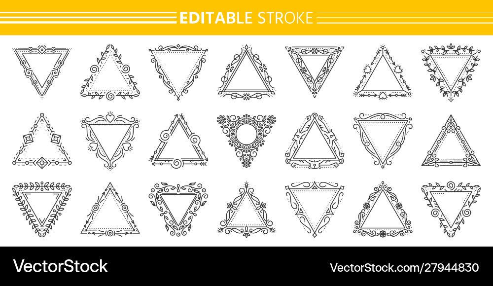 Text frame monogram triangle art banner set vector image