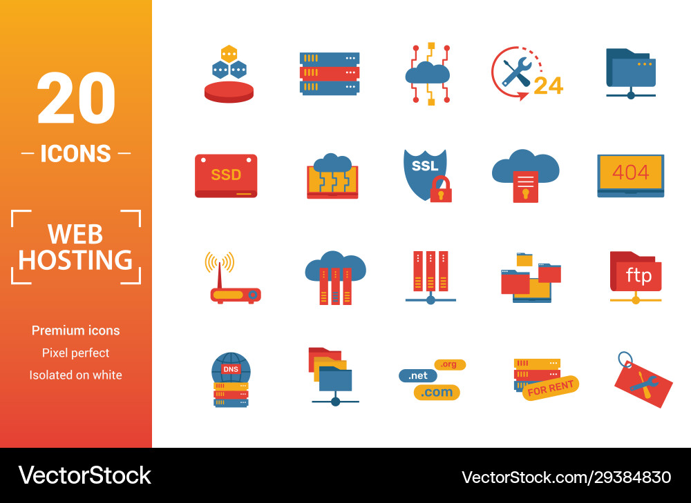 Web hosting icon set include creative elements Web hosting icon set include creative elements Vector Image