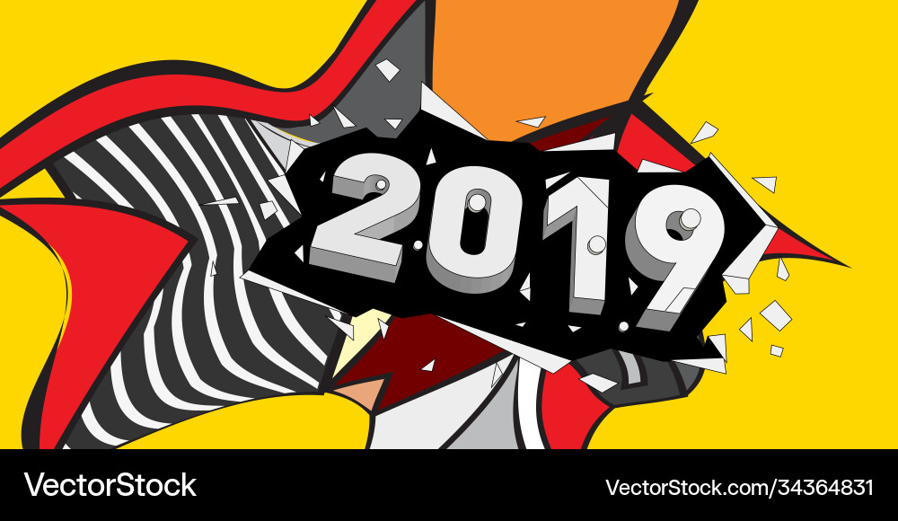2019 new year text with colorful abstract Vector Image