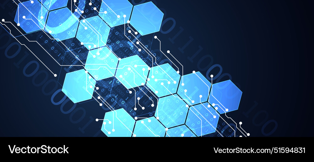 Abstract circuit board and hexagons on gradient Abstract circuit board and hexagons on gradient vector image