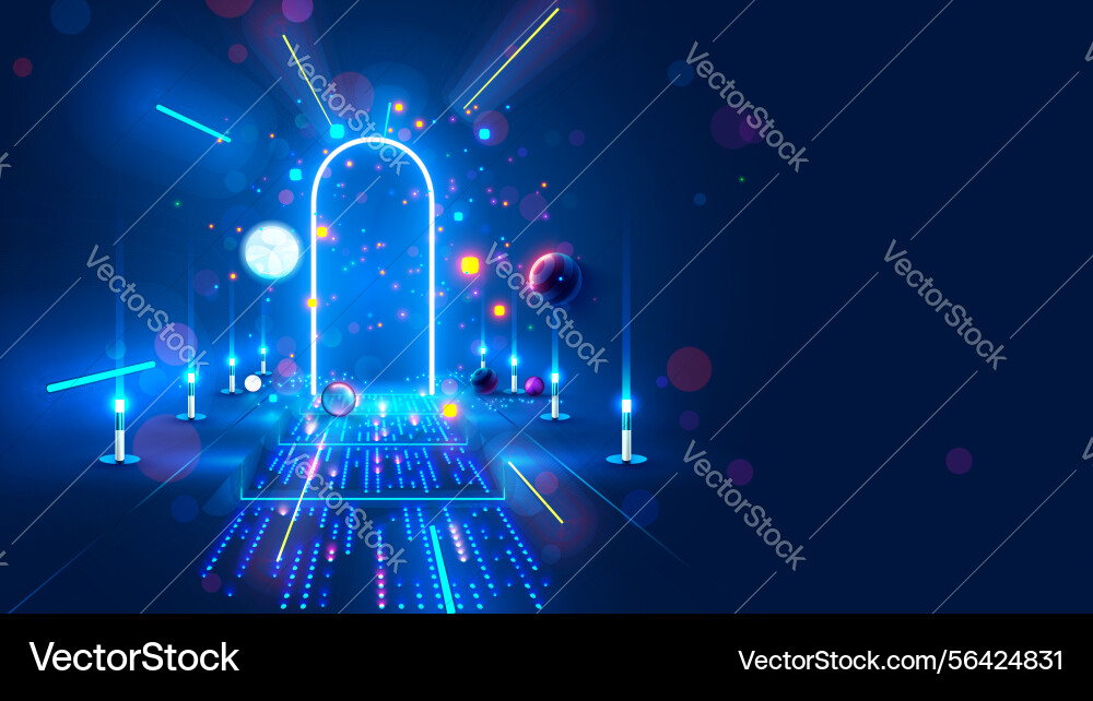 Abstract door in tunnel with digital data center Abstract door in tunnel with digital data center vector image