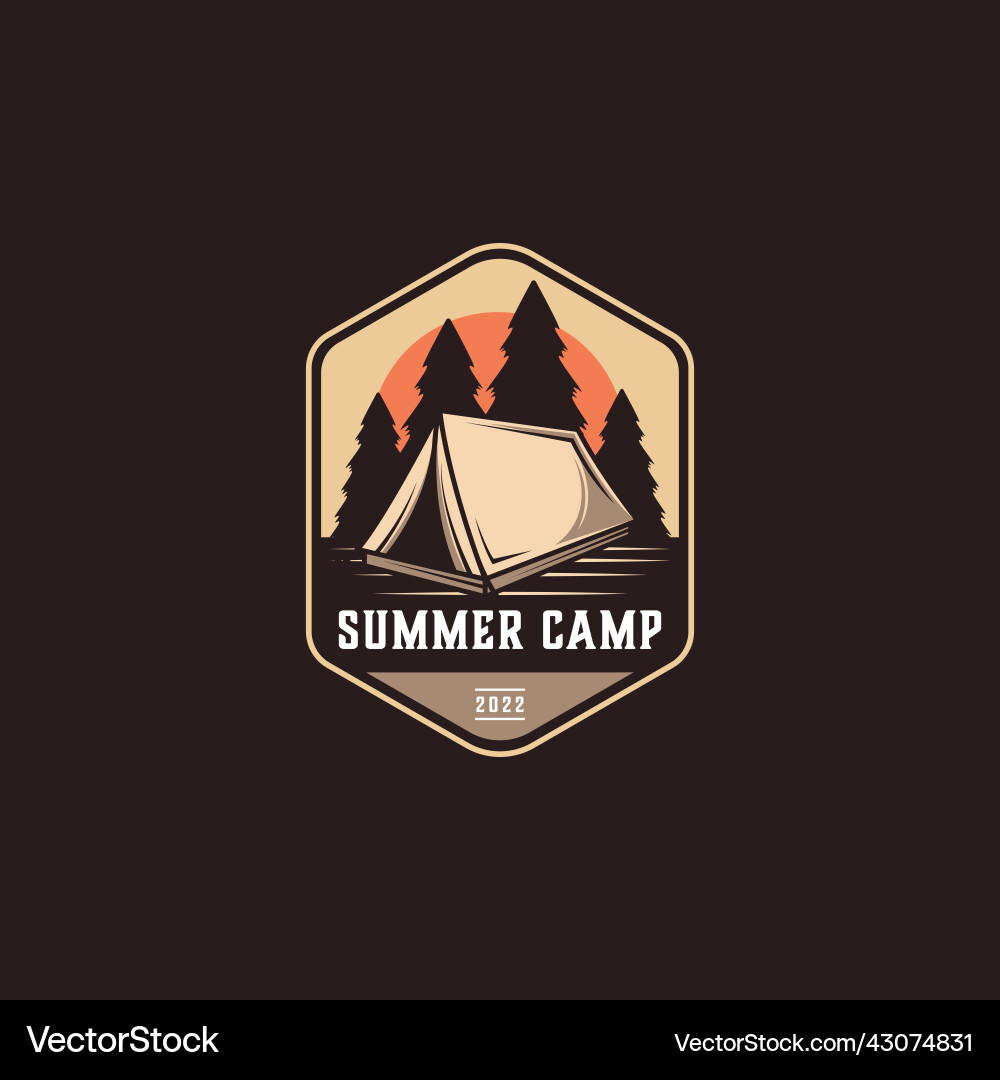 Badge Emblem Outdoor Abenteuer Camping Logo Badge Emblem Outdoor Abenteuer Camping Logo vektorbild