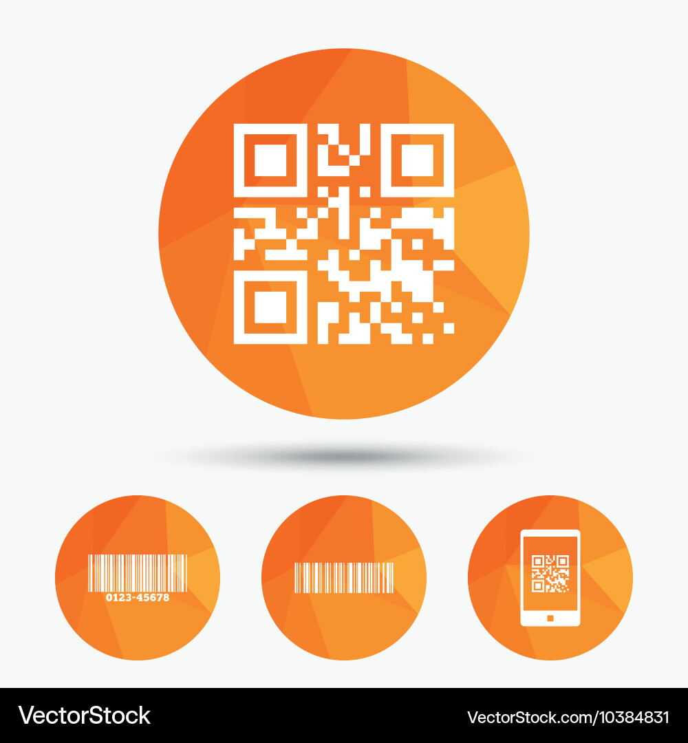 Bar and qr code icons scan barcode symbol Vector Image