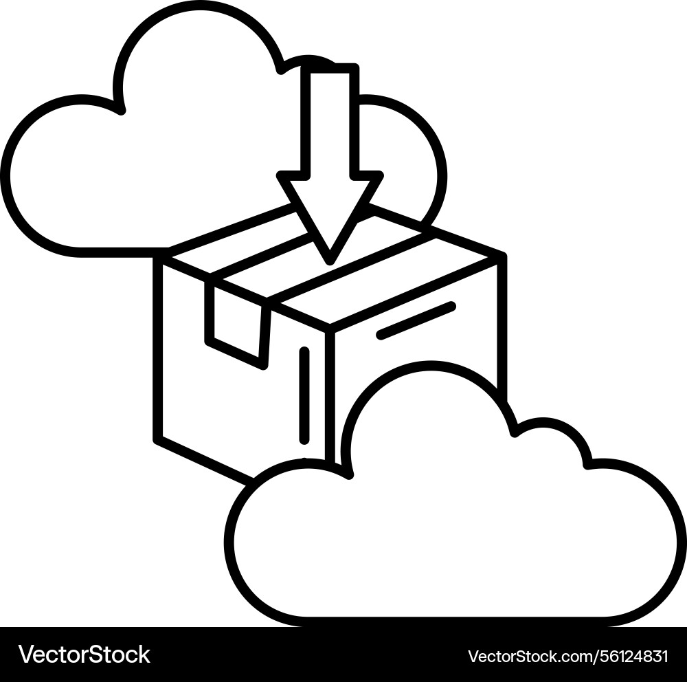 Box with a arrow pointing to it and cloud Box with a arrow pointing to it and cloud vector image