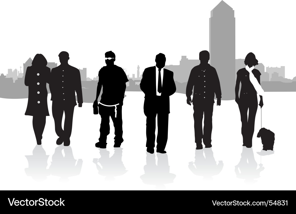 City Walkers Silhouette Vector Image