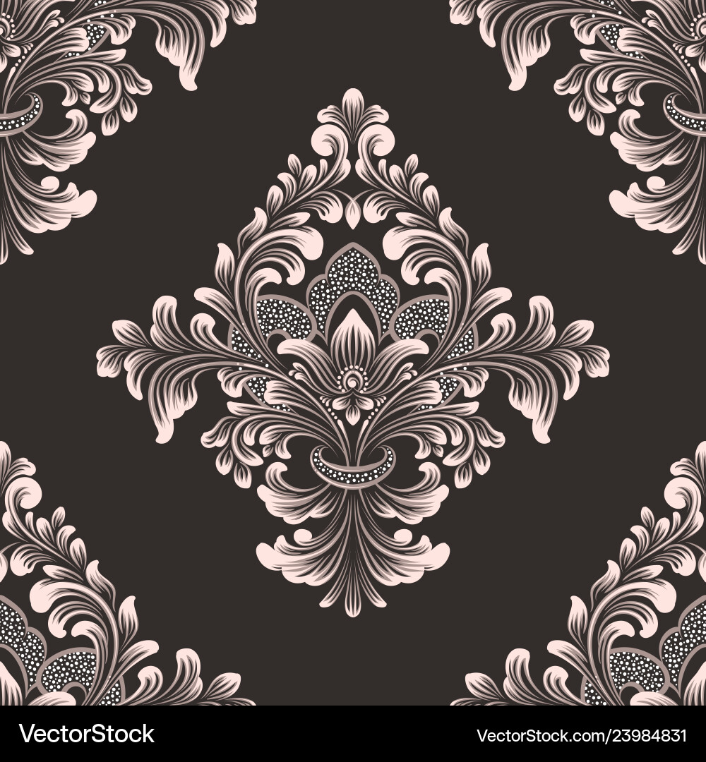 Damask seamless pattern element classical Damask seamless pattern element classical vector image