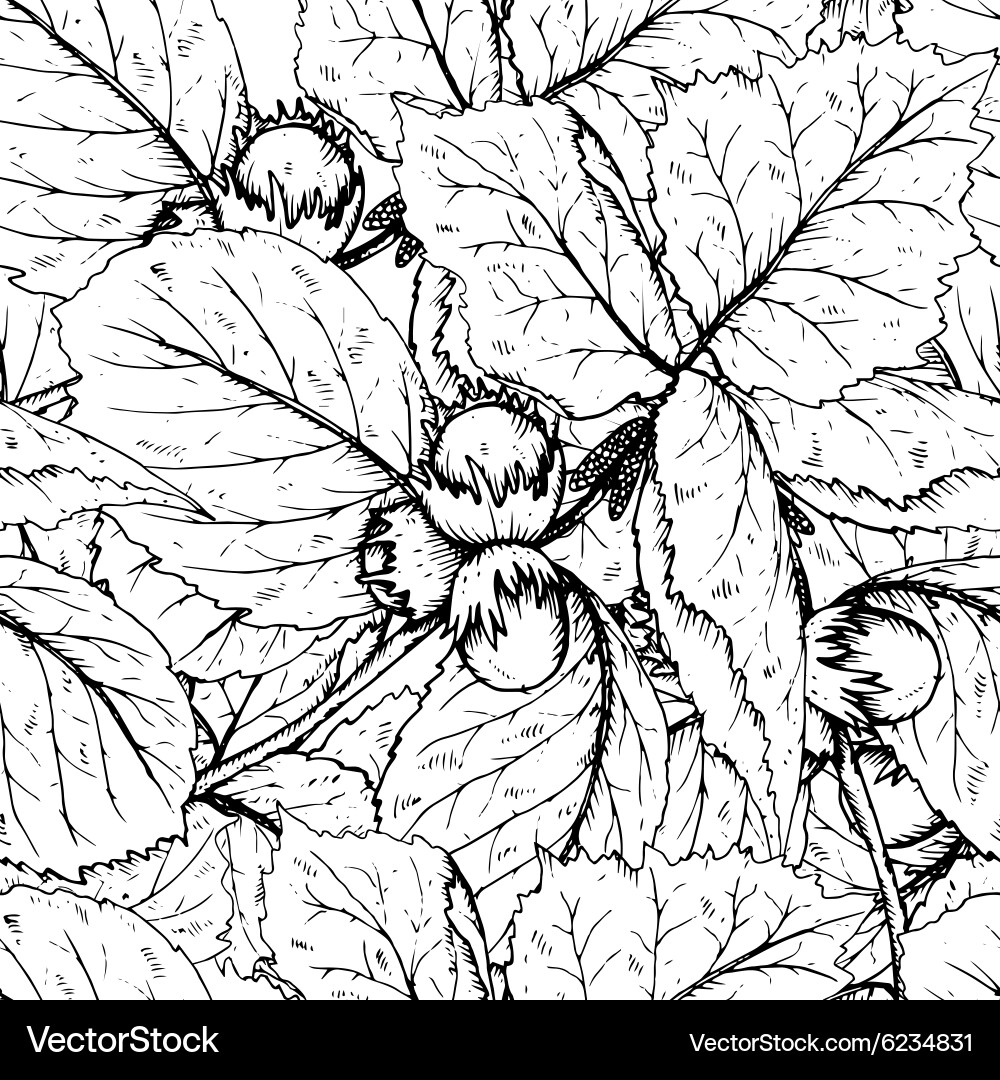 Decorative seamless pattern with hazelnuts vector image