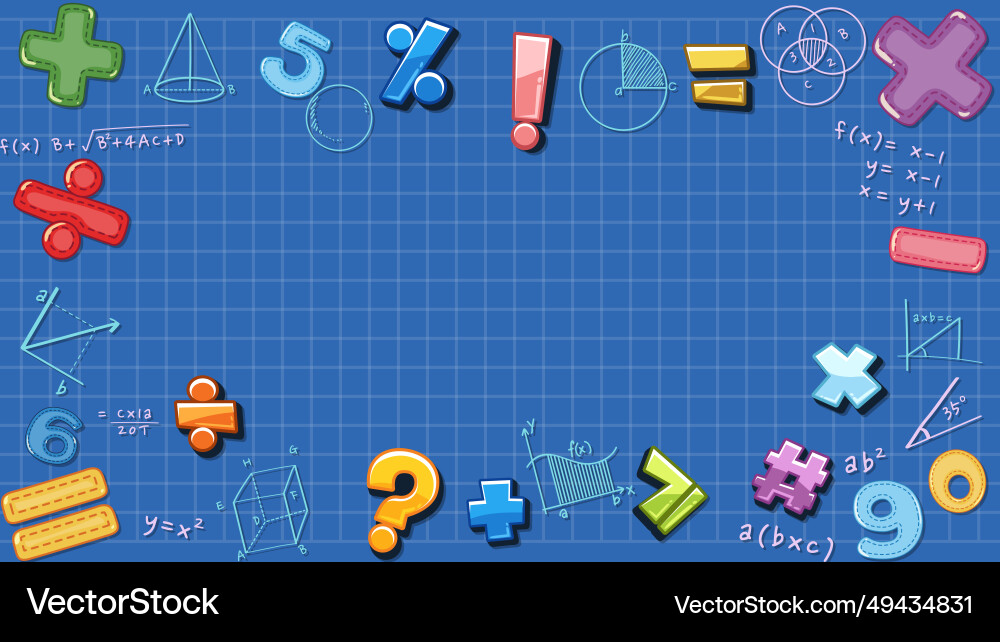 Math tools formula border notebook with checkered vector image