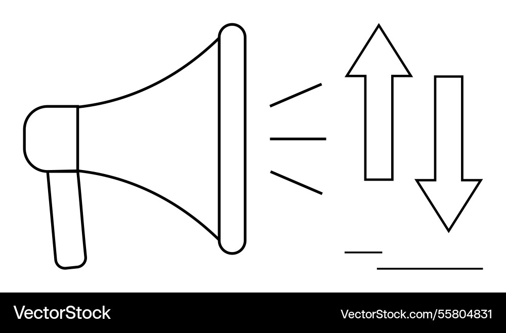 Megaphone with arrow indicators representing Megaphone with arrow indicators representing vector image