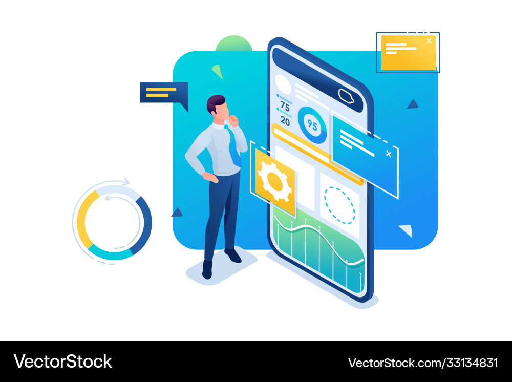 Mobile App Data Analysis vector image