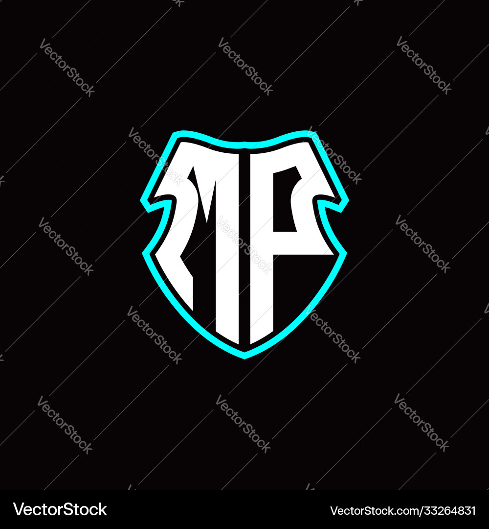 Mp initial logo design with a shield shape Mp initial logo design with a shield shape vector image