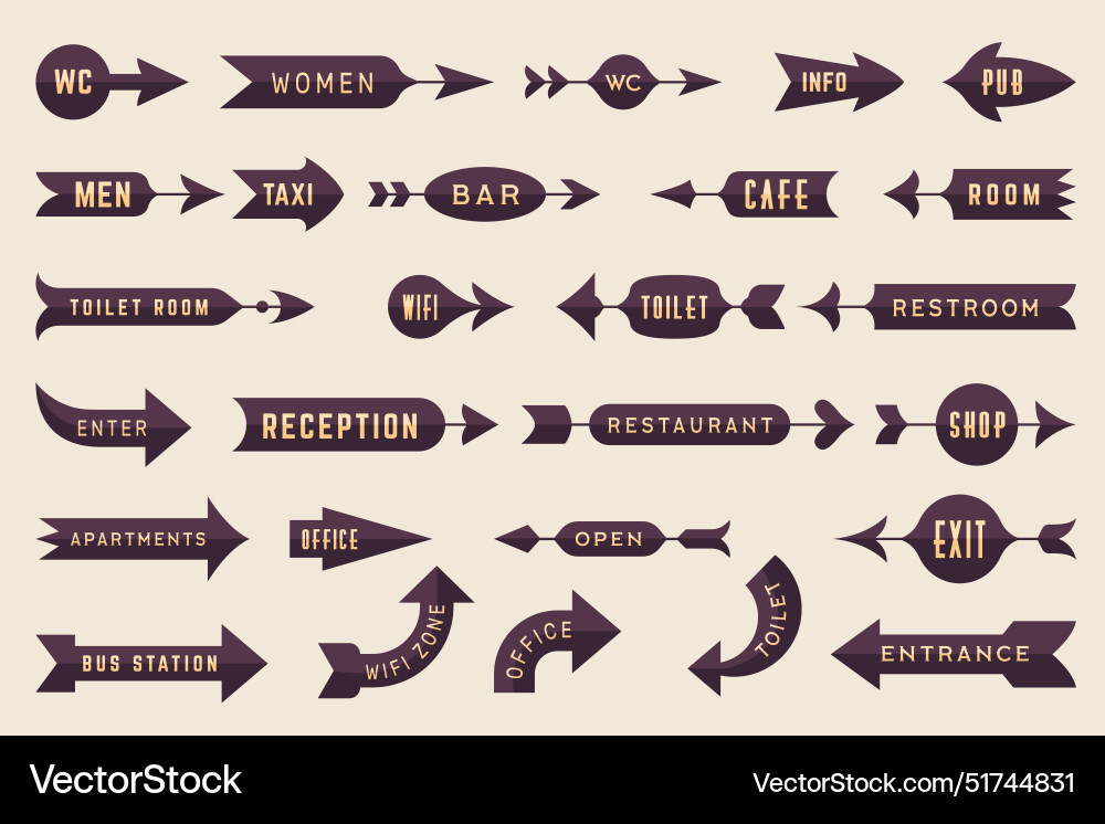 Navigation pointers direction signs with place Navigation pointers direction signs with place vector image
