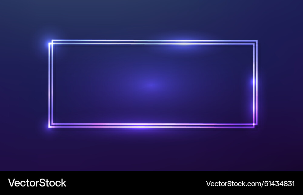 Neon double rectangular frame Neon double rectangular frame Vector Image