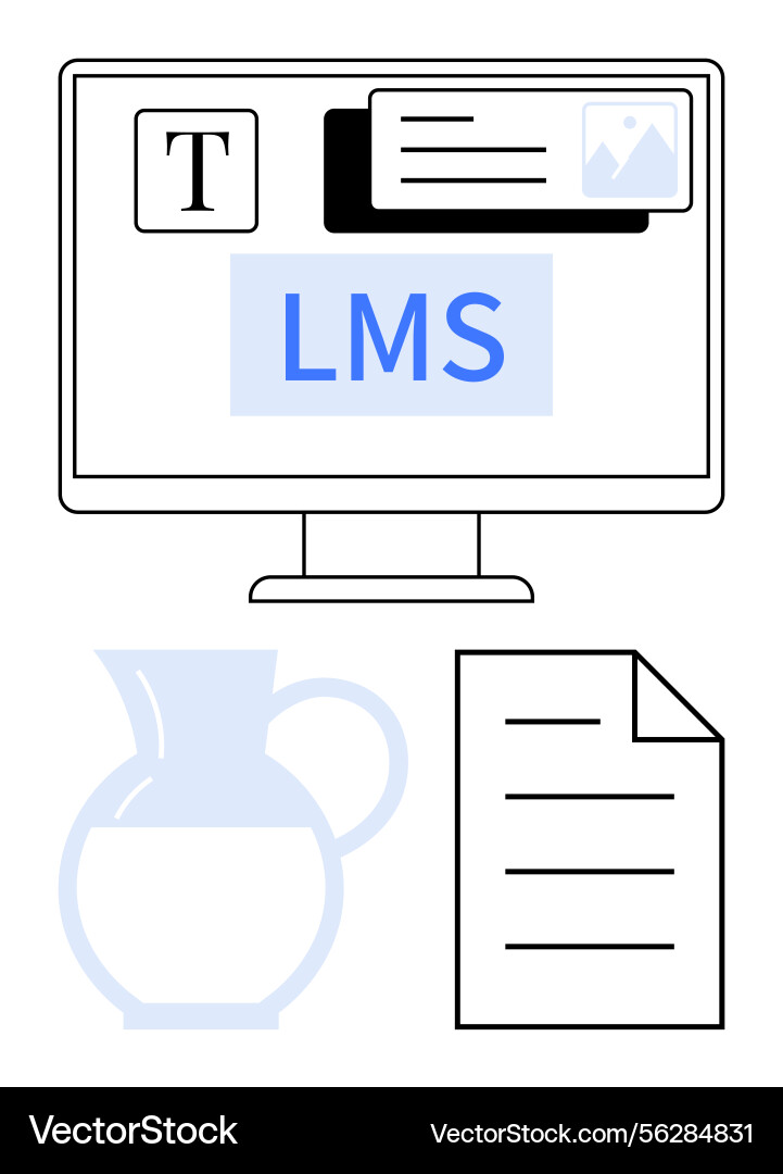 Online learning system display with course content Online learning system display with course content vector image
