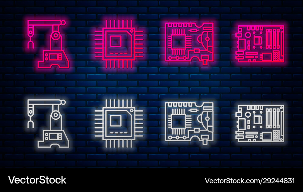 Set line processor with microcircuits cpu printed Set line processor with microcircuits cpu printed Vector Image