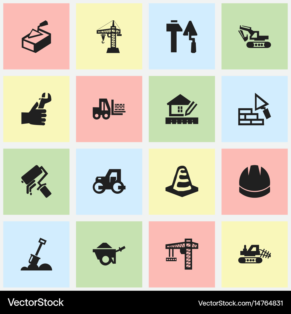 Set of 16 editable structure icons includes vector image