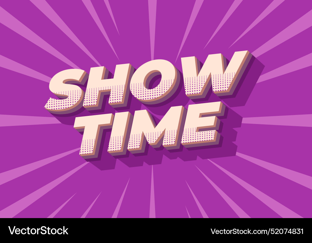Show time text effect in 3d style with good colors Vector Image